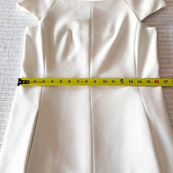 Harper Rose White Mock Neck A-Line Dress Size 6| Chic Minimalist Cap Sleeve - Picture 13 of 16